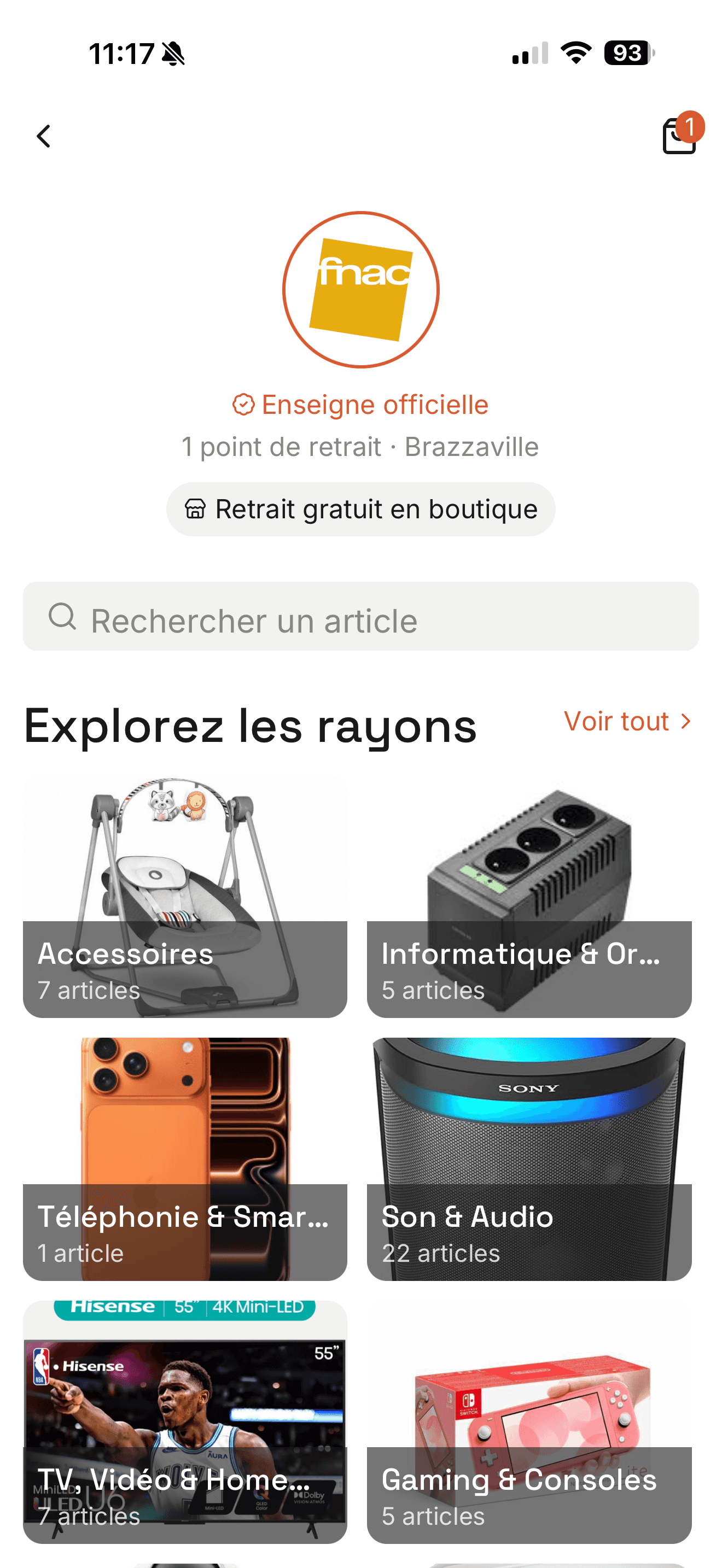 Boutique officielle Fnac dans l'app Niqo — catalogue produits